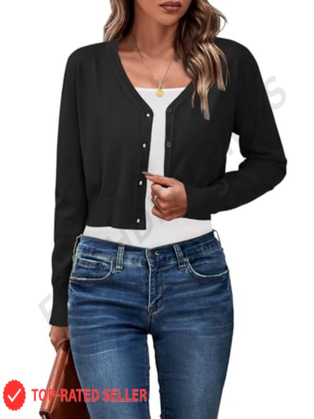 Cropped Cardigan Sweater Button Down Open Front Knit Bolero Shrug for Women